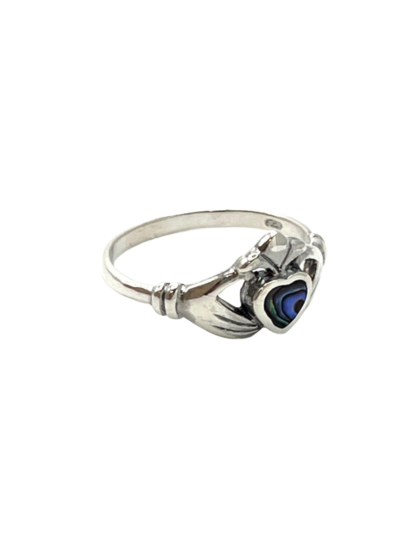 Sterling Silver Shell Claddagh Heart Rings