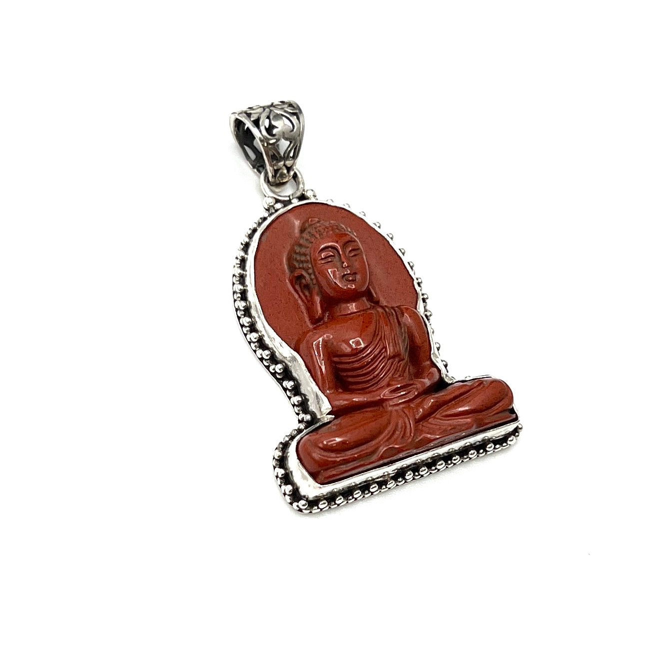 Sterling Silver Red Jasper Buddha Pendant