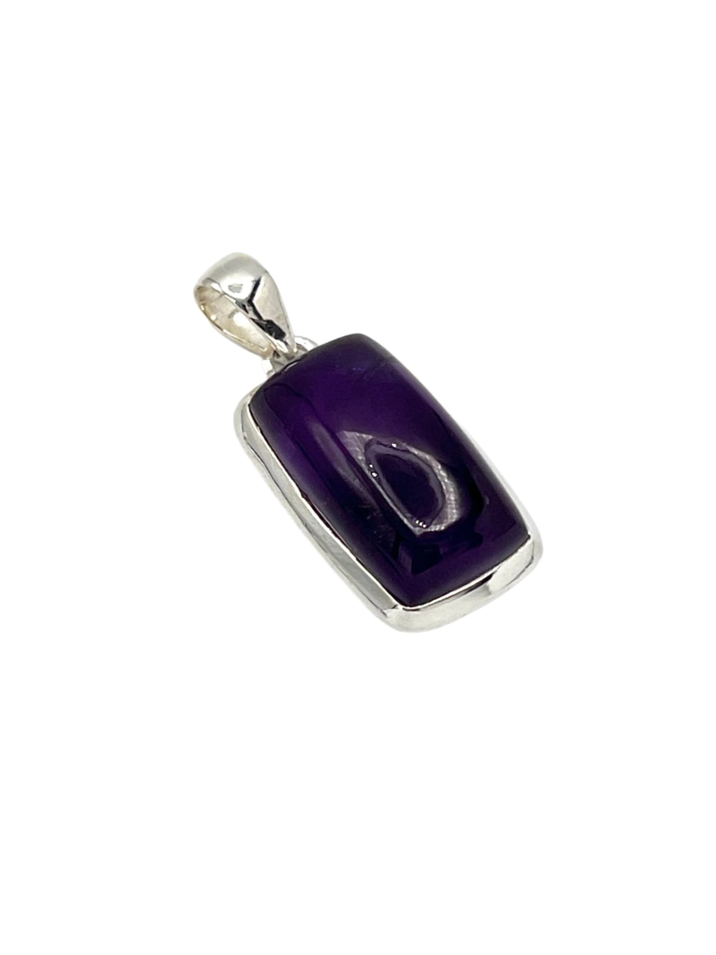 Sterling Silver Rectangle Amethyst Pendants