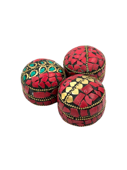 Mini Mosaic Indian Handmade Metal Jewelry Tin