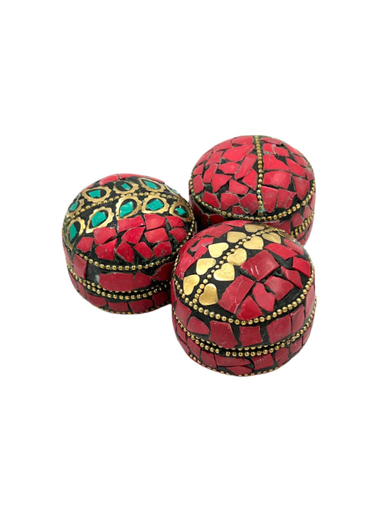 Mini Mosaic Indian Handmade Metal Jewelry Tin