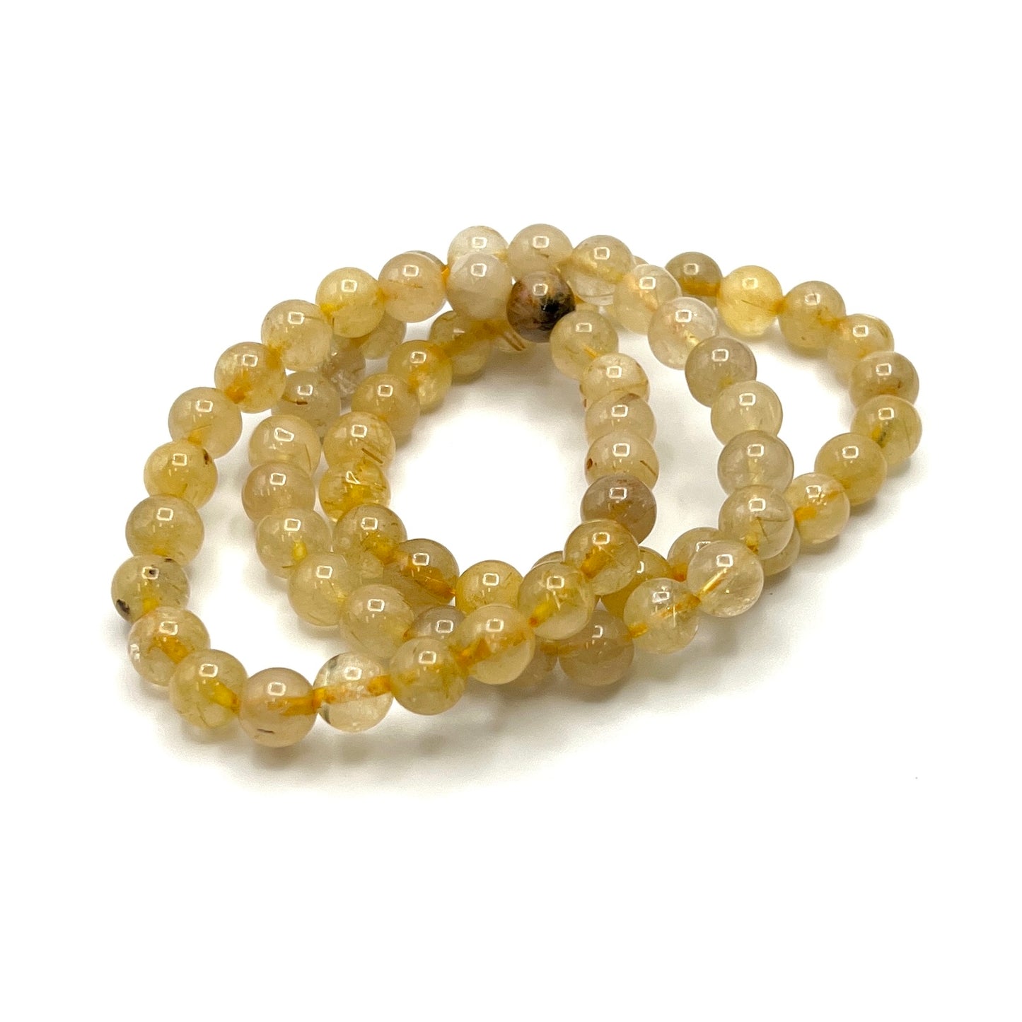 Golden Rutilated Clear Quartz Stretchy Bracelets