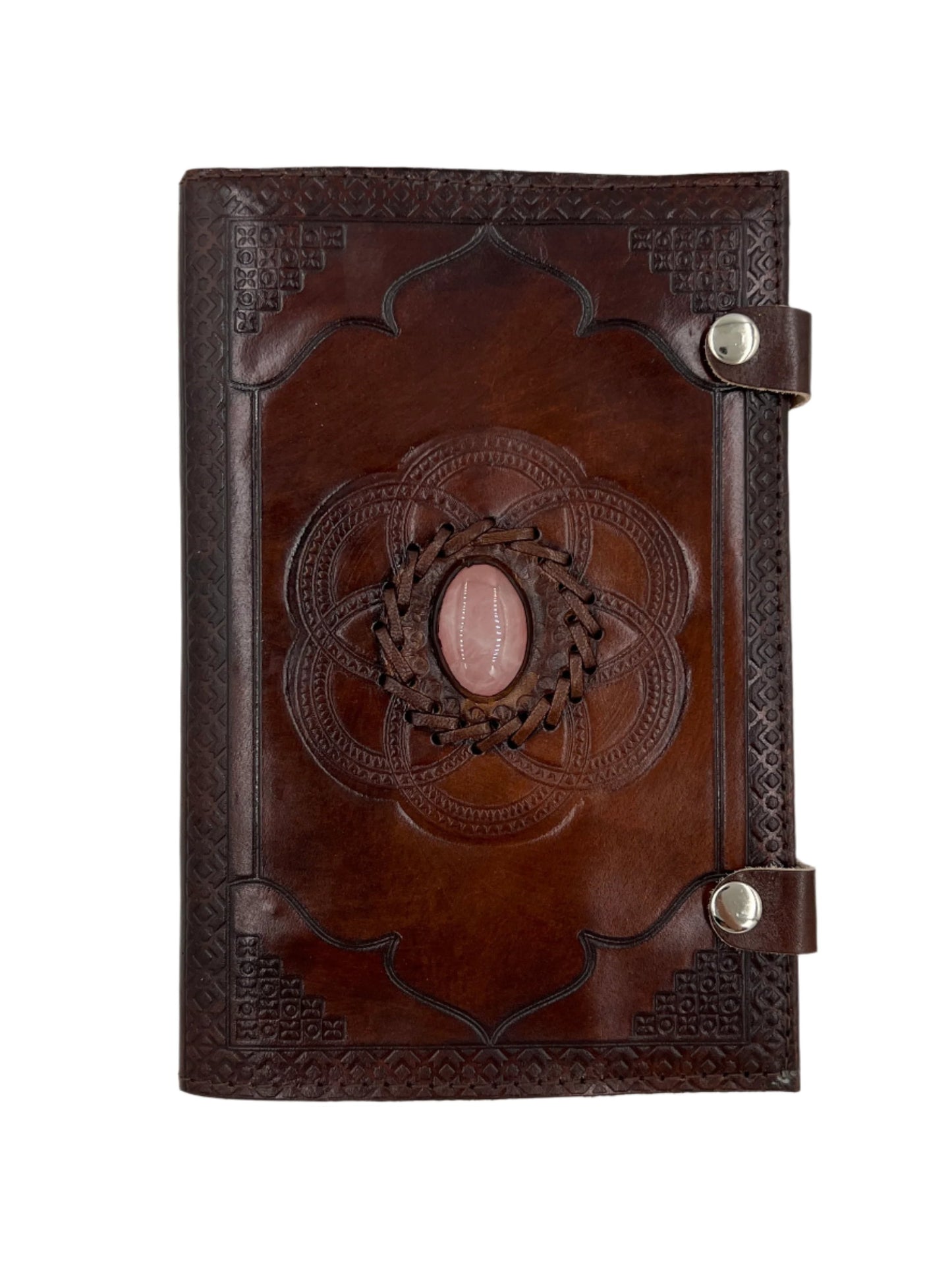 Camel Leather Gemstone Journal | Lotus | 9" x 6" x 1/2"