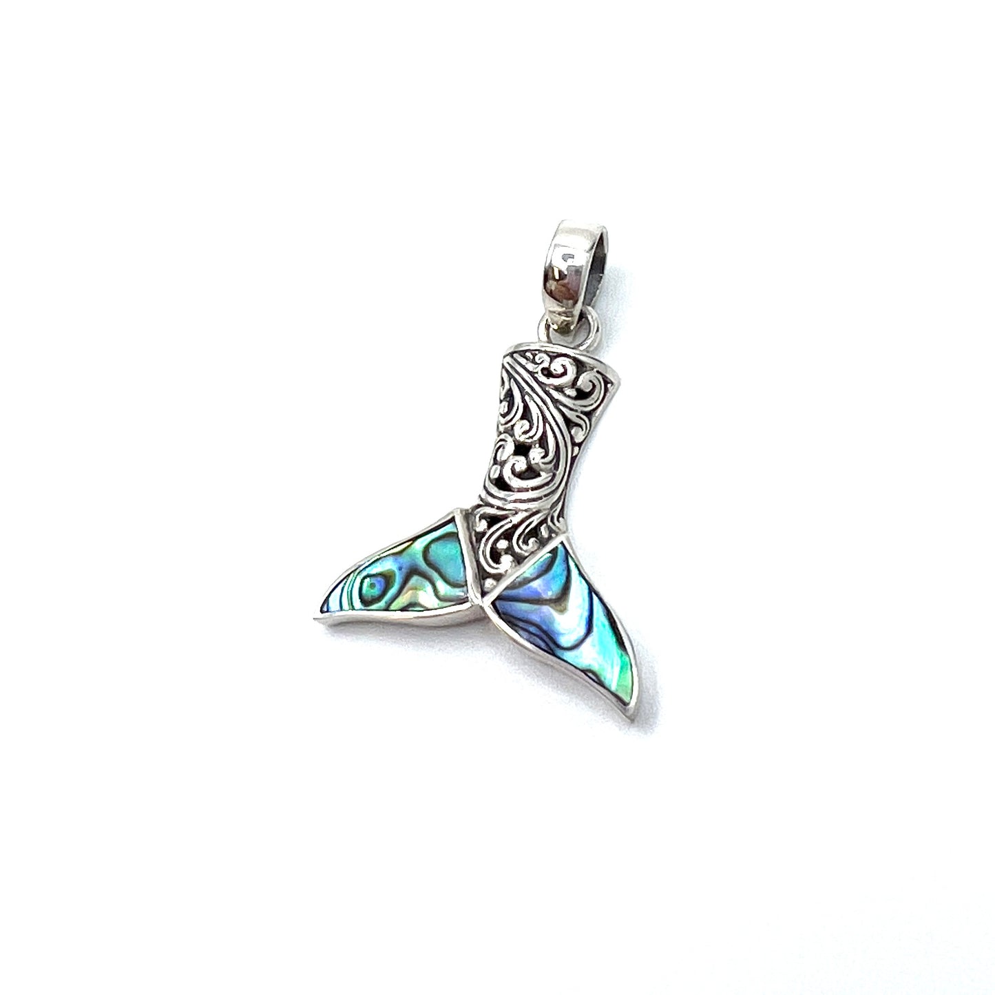 Sterling Silver Abalone Mermaid Tail Pendant