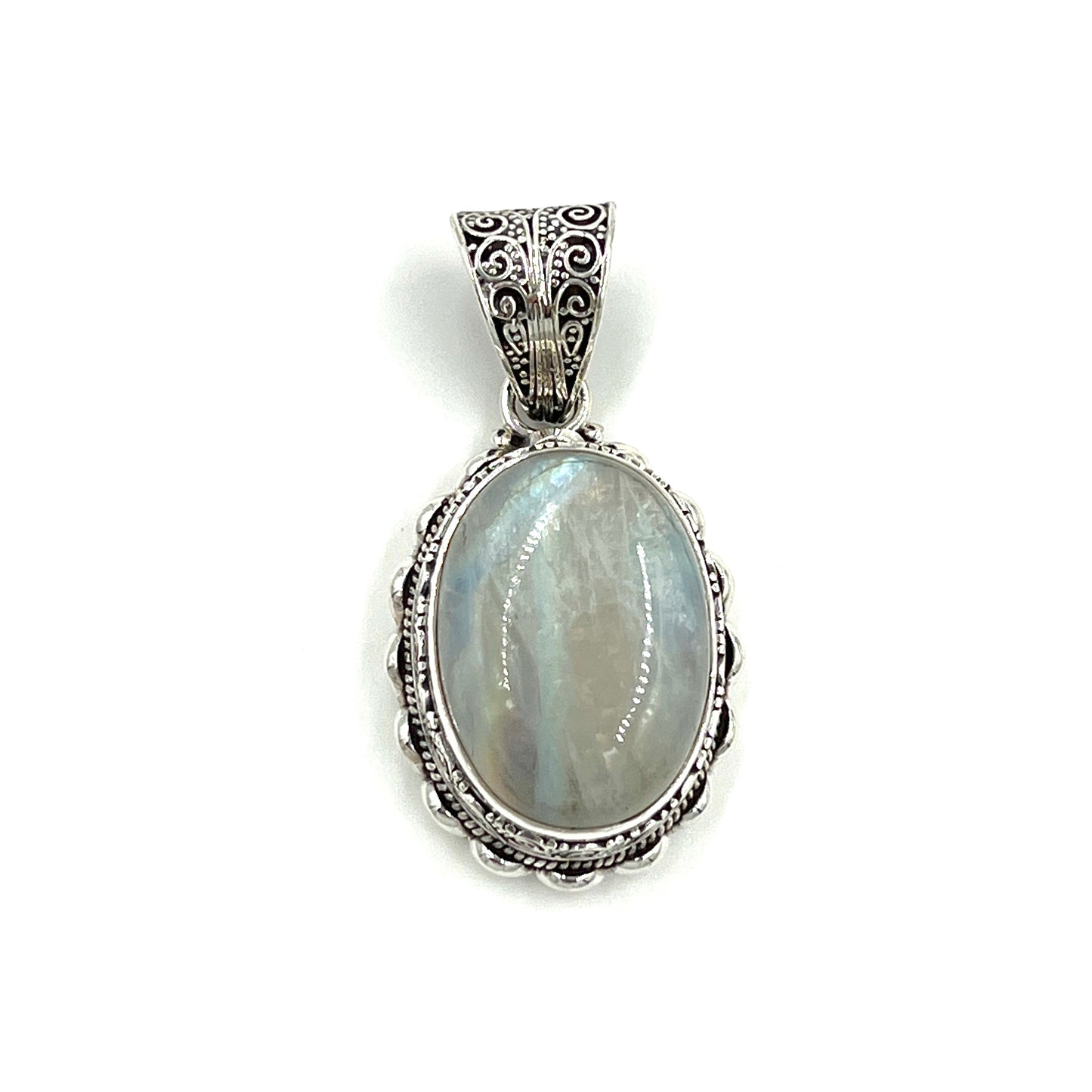 Sterling Silver Filigree Oval Moonstone Pendants