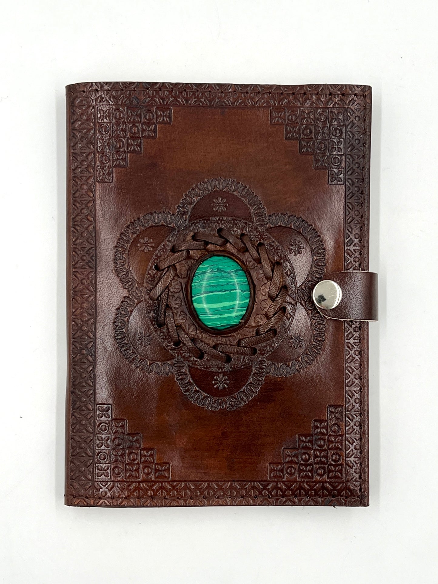 Camel Leather Gemstone Journal | Flower | 7" x 5" x 1/2"