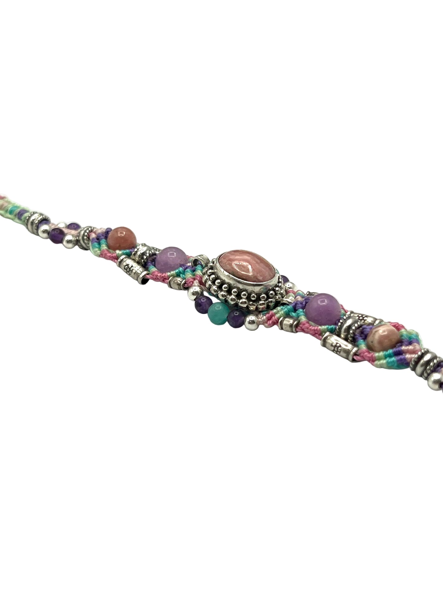 Macrame Rhodochrosite Bracelet
