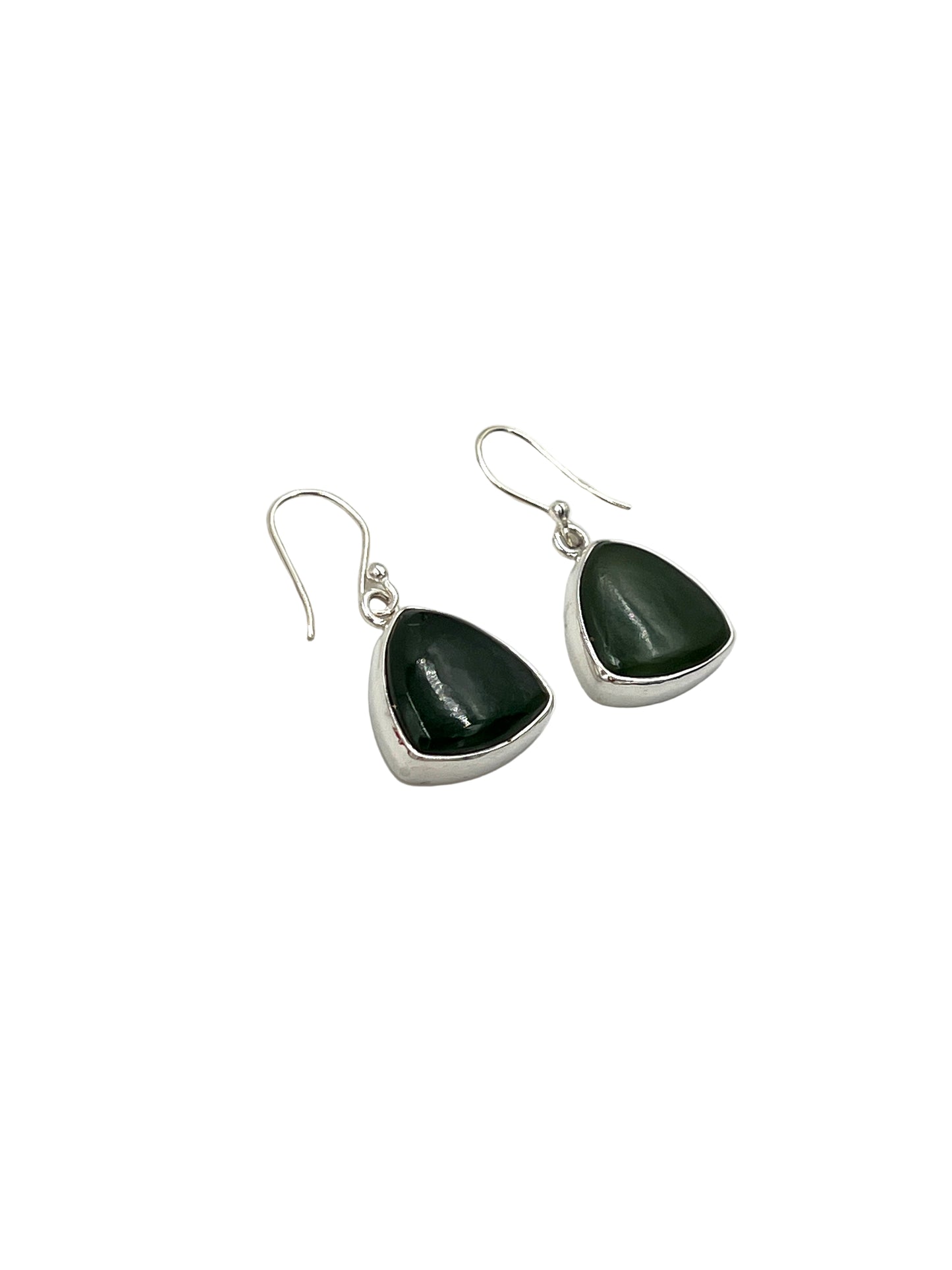 Silver Jade Trillion Earrings