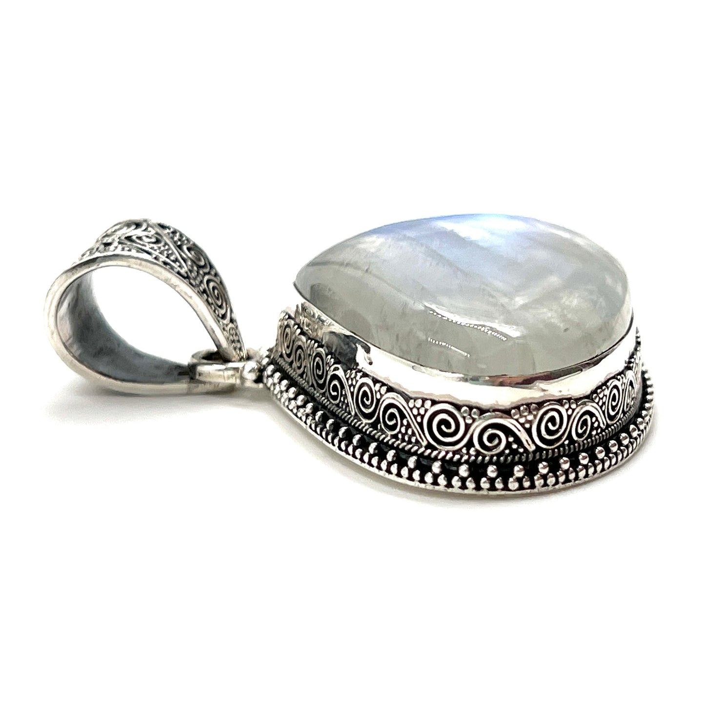 Sterling Silver Filigree Teardrop Moonstone Pendant