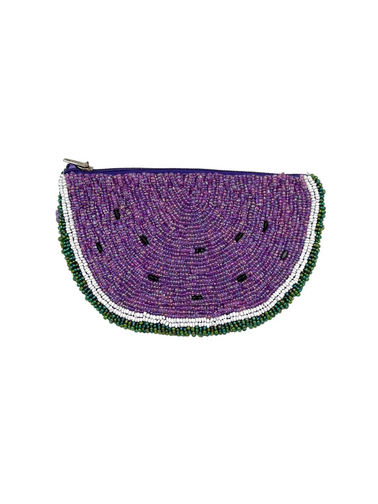 Beaded Purple Watermelon Coin Purse