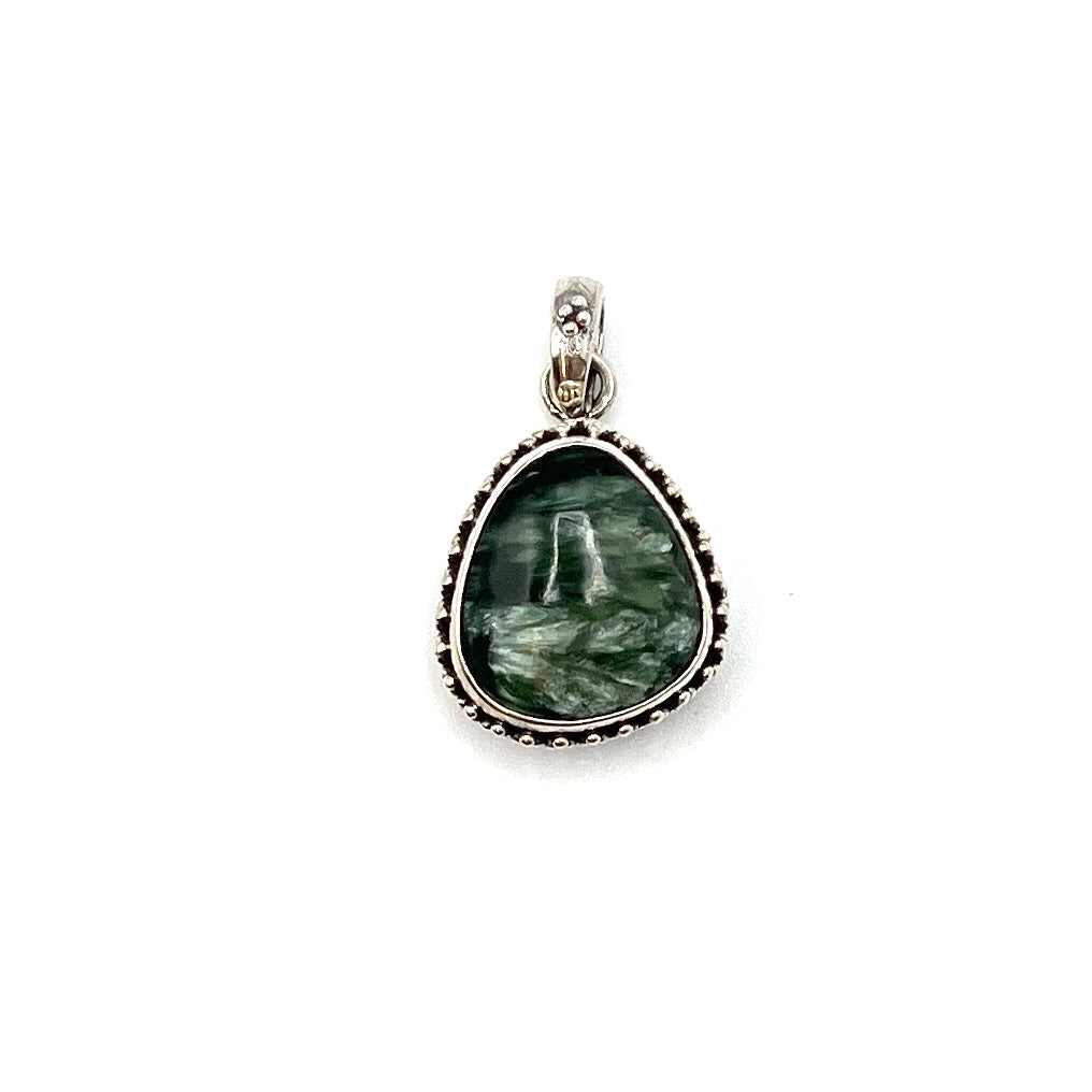 Sterling Silver Beaded Seraphinite Pendants