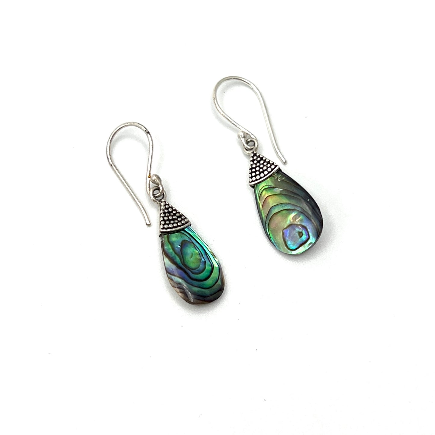 Sterling Silver Teardrop Filigree Abalone Earrings