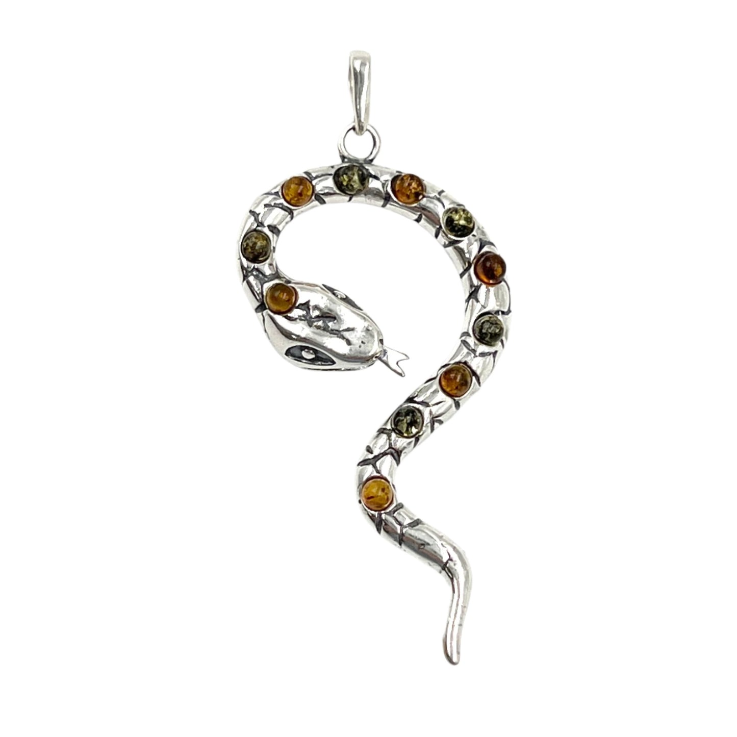 Sterling Silver Amber Snake Pendants