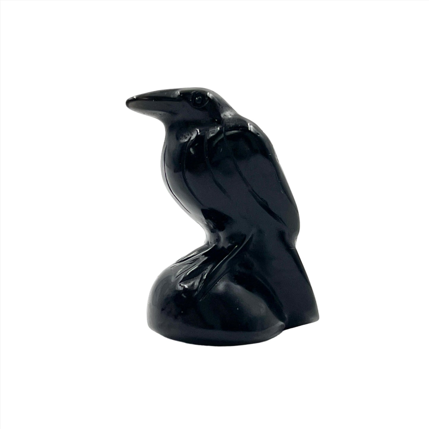 Hand Carved Obsidian Ravens