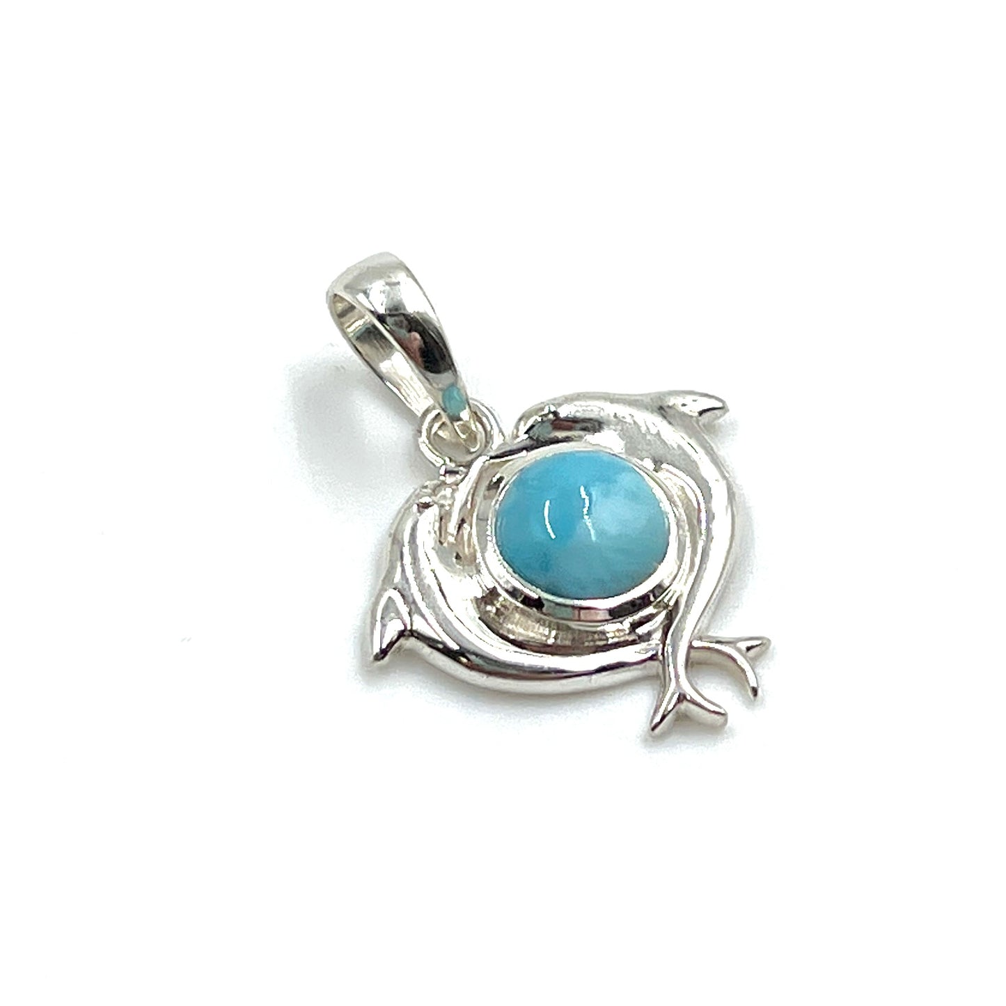 Sterling Silver Dolphin Larimar Pendants