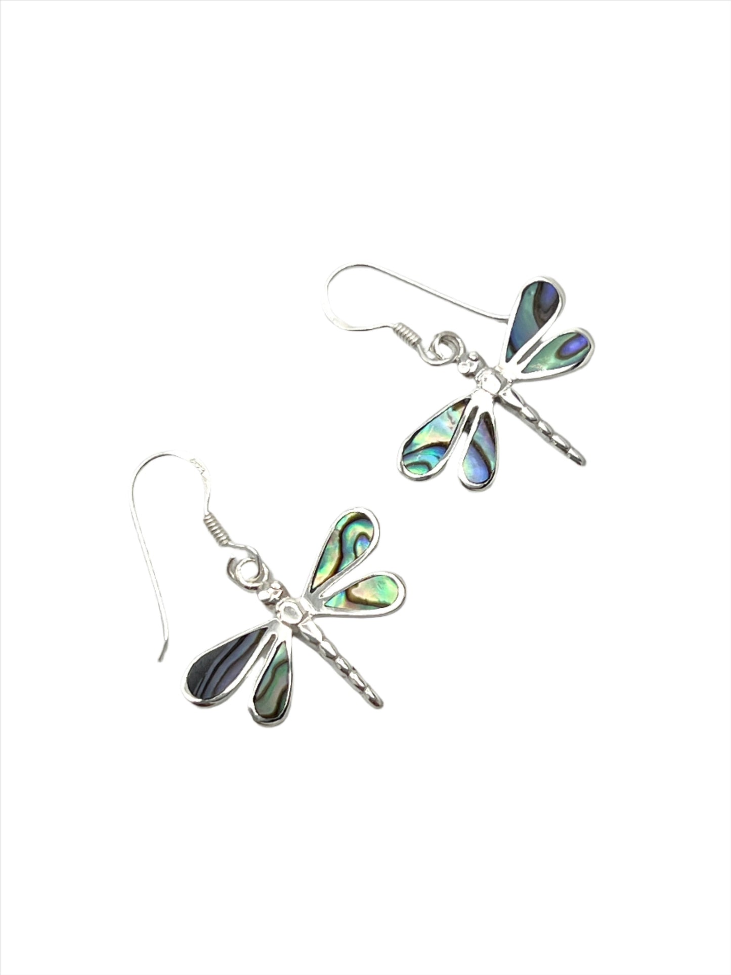 Sterling Silver Shell Dragonfly Earrings