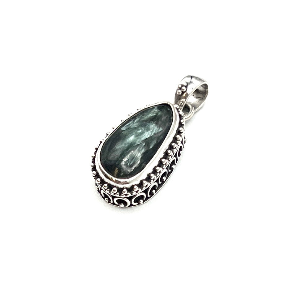 Sterling Silver Beaded Seraphinite Pendants