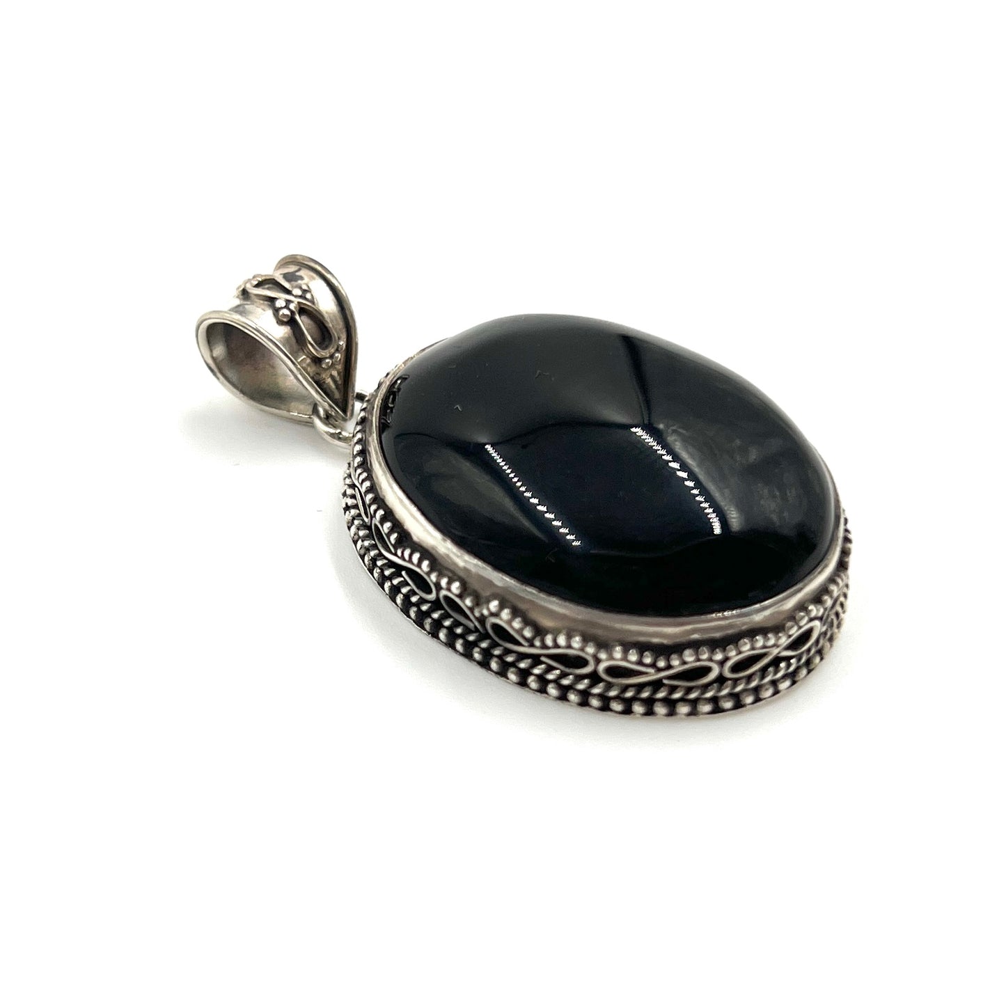 Onyx Filigree Oval Pendants