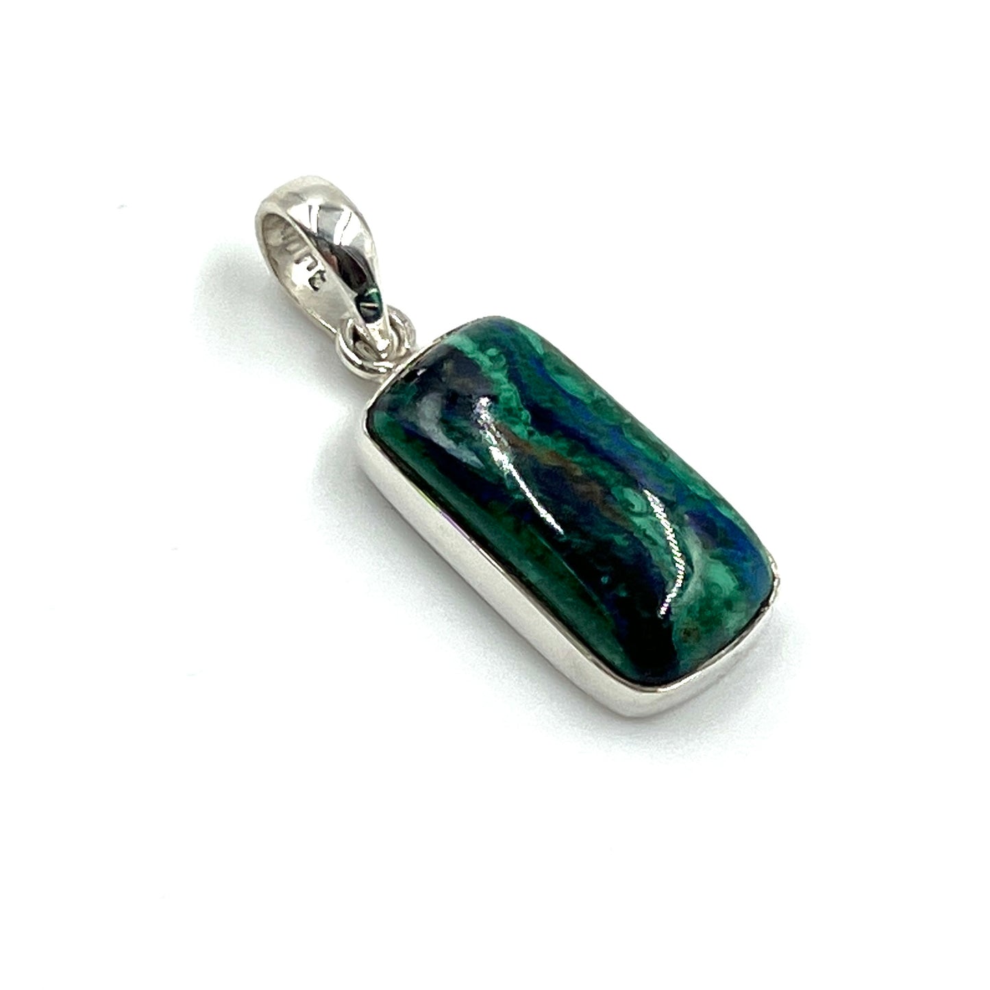 Sterling Silver Azurite Malachite Rectangle Pendants