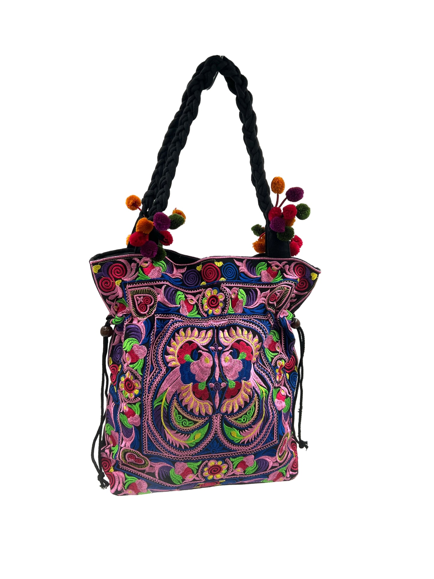 Embroidered Bird Shoulder Bag