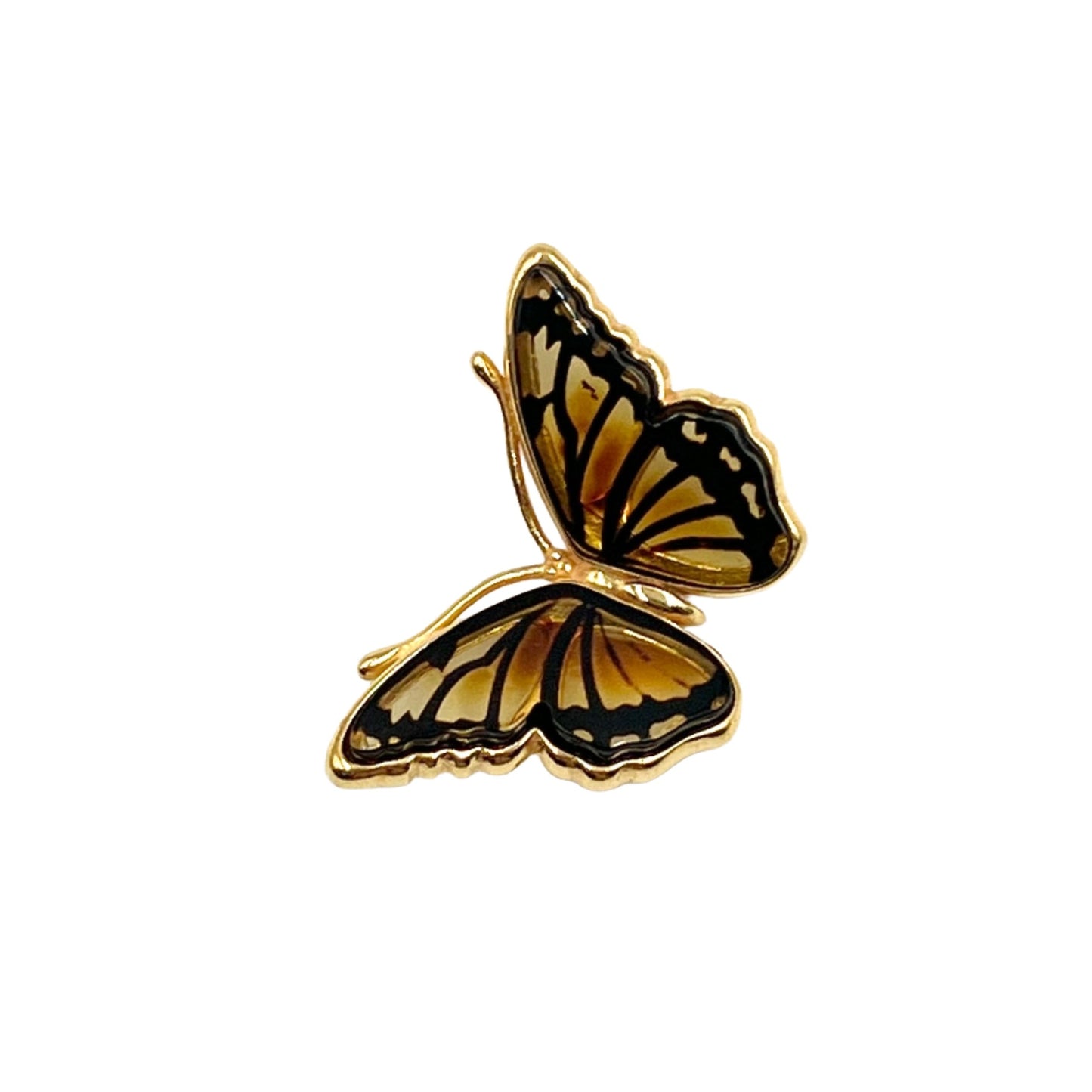 Gold Plated Silver Amber Butterfly Pendants