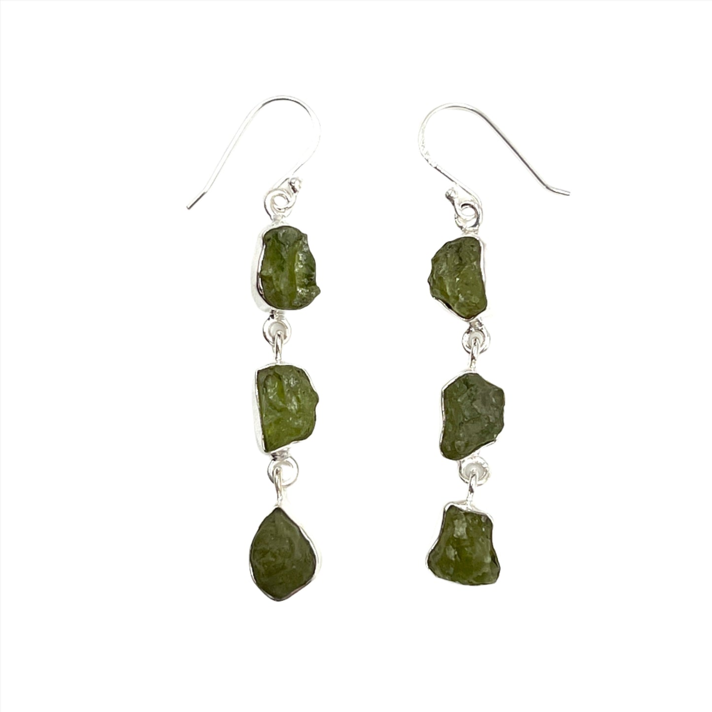 Sterling Silver Raw Peridot Earrings