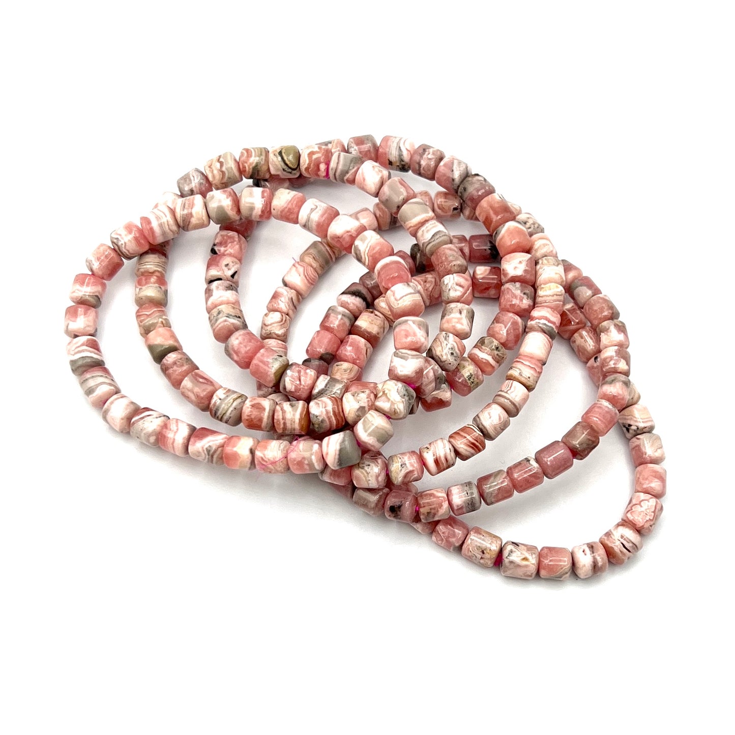 Rhodochrosite Tube Stretchy Bracelets