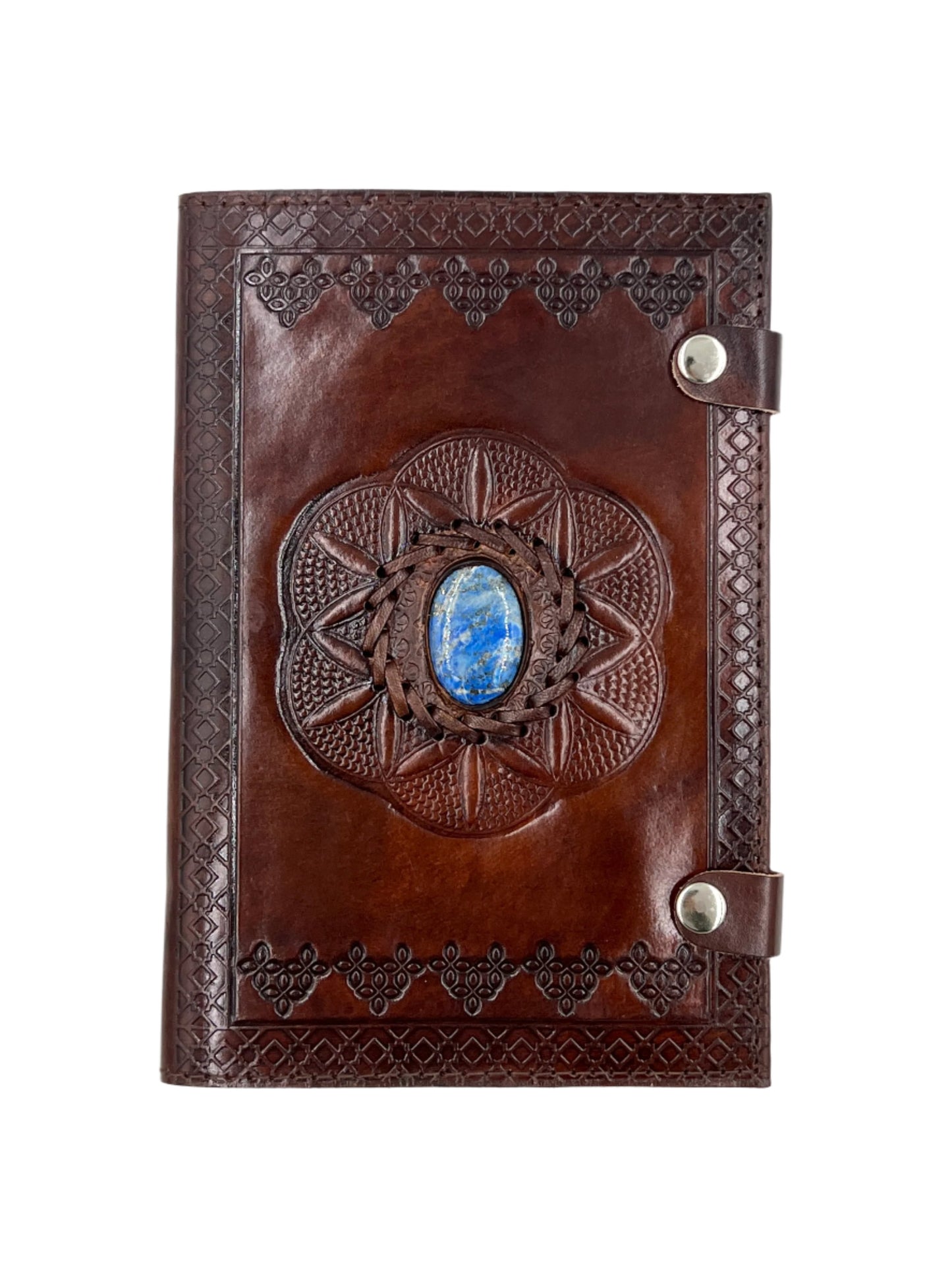 Camel Leather Gemstone Journal | Spiked Lotus | 9" x 6" x 1/2"