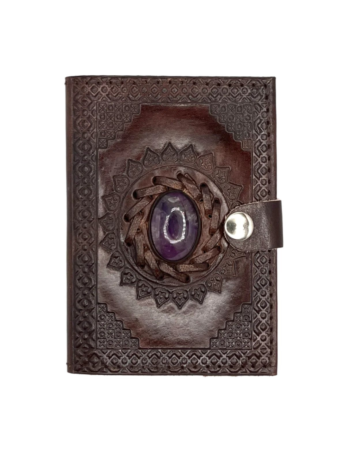 Camel Leather Gemstone Journal | Star Mandala | 5" x 3.5" x 1/2"