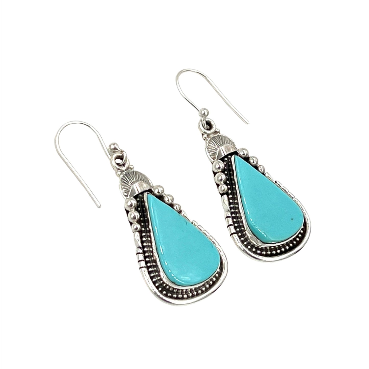 Sterling Silver Turquoise Teardrop Earrings