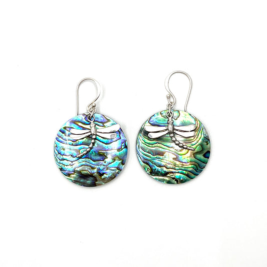 Sterling Silver Dragonfly Abalone Earrings