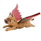 Hand Carved Flying Kitty spirit chaser Tan & Black Polka Dot