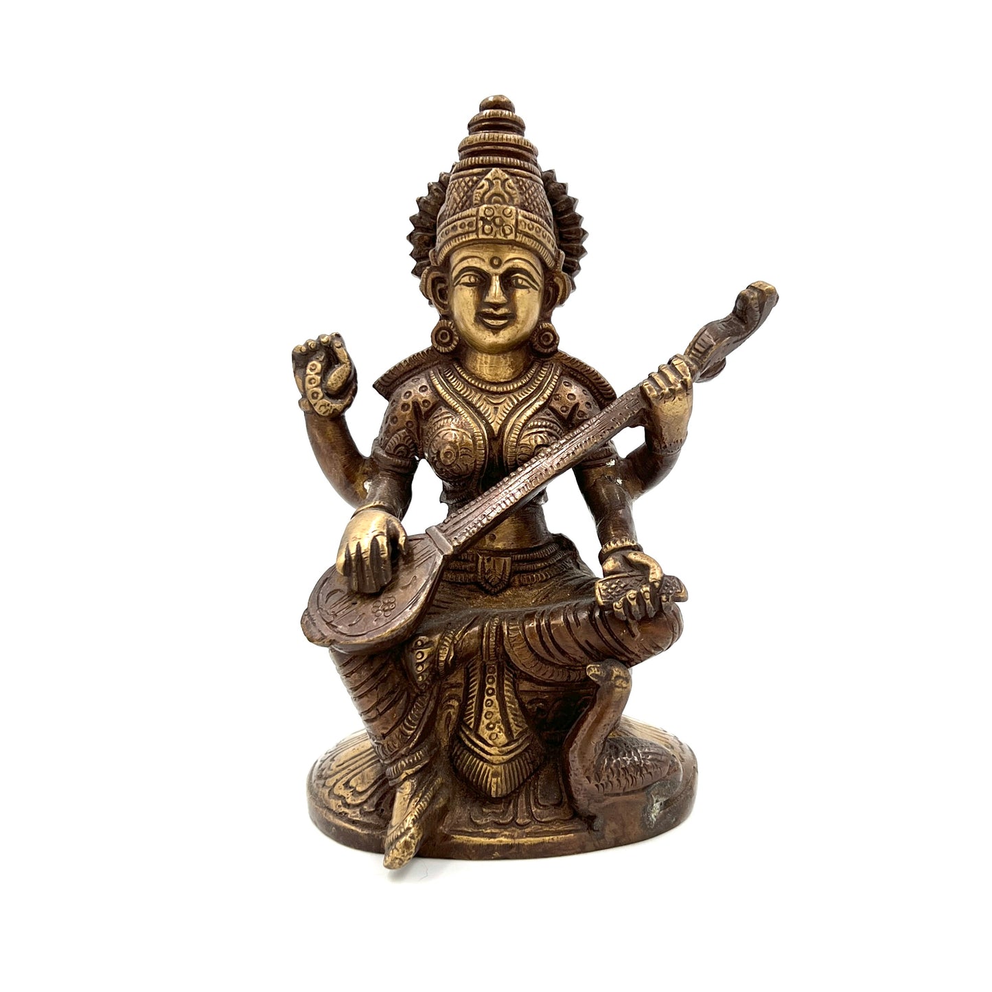 Hand Finished Brass Saraswati Statue