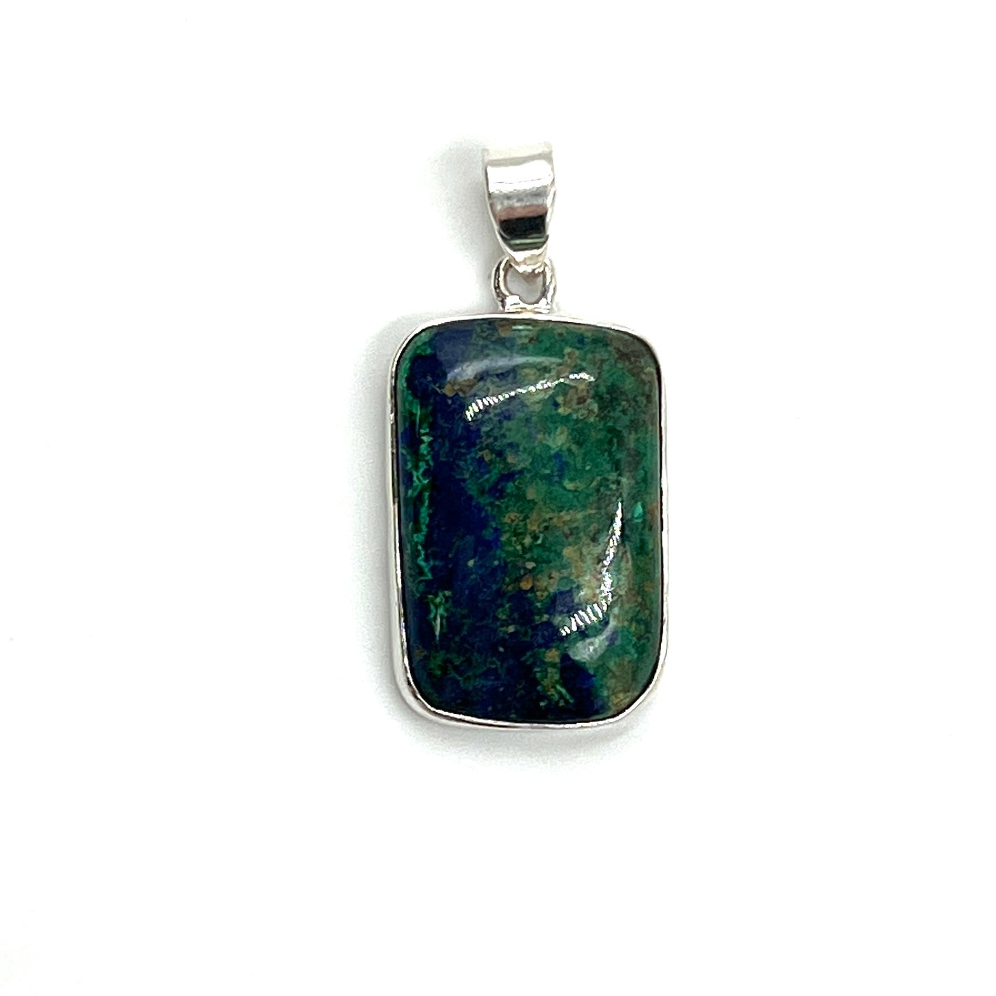 Sterling Silver Azurite Malachite Rectangle Pendants