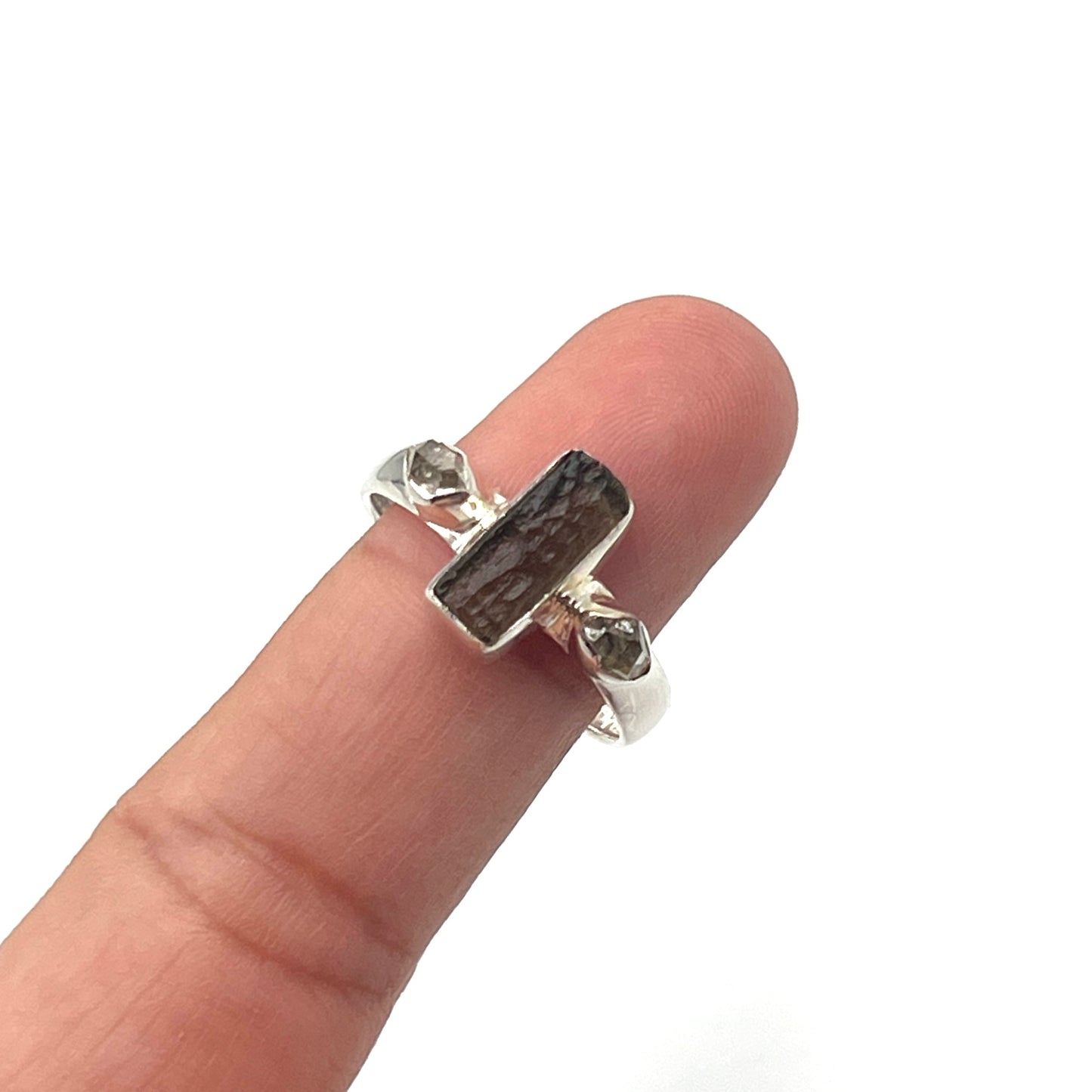 Moldavite & Pakimer Diamond Rings