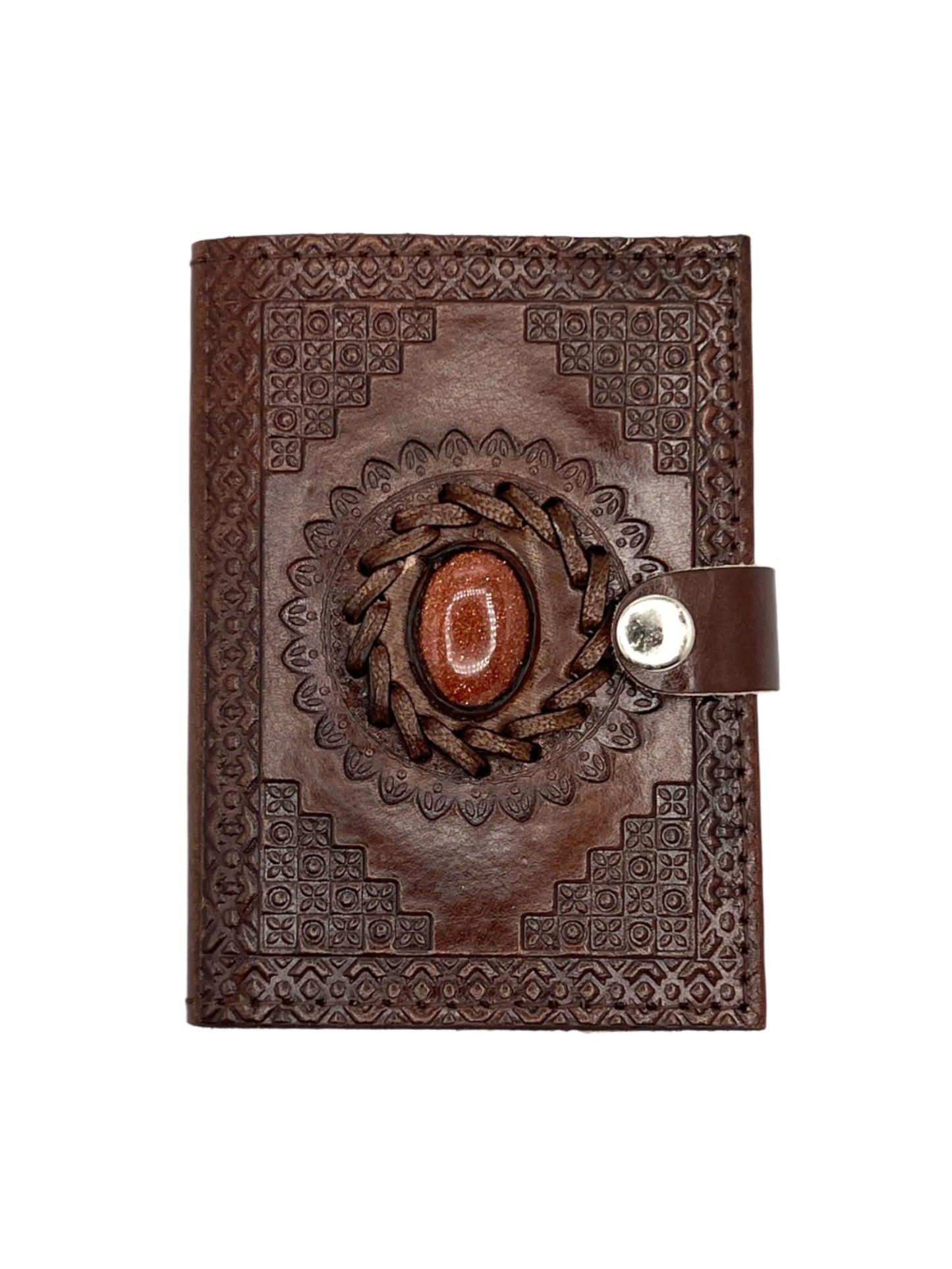 Camel Leather Gemstone Journal | Mandala | 5" x 3.5" x 1/2"