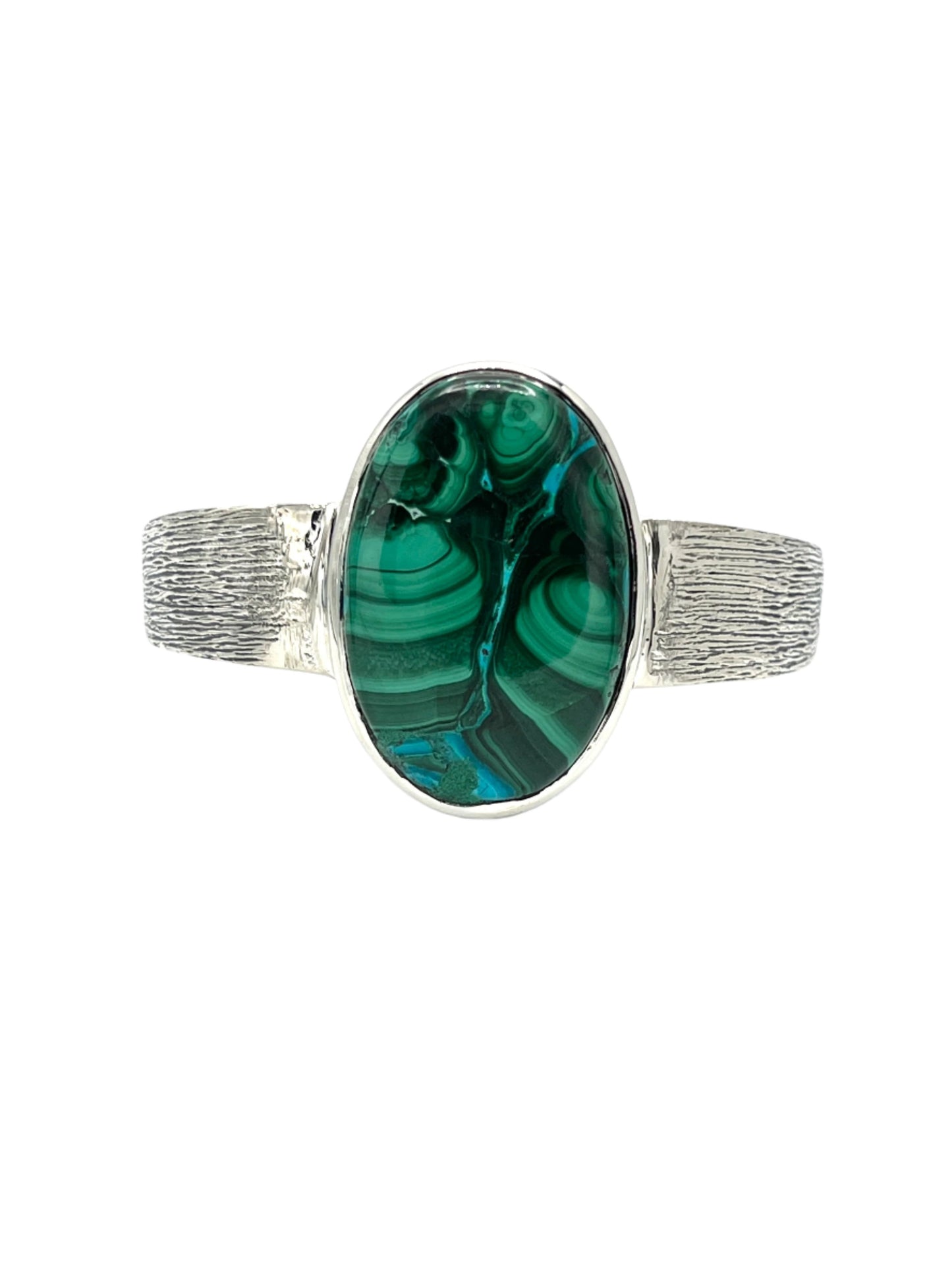 Silver Malachite & Chrysocolla Oval Cuff