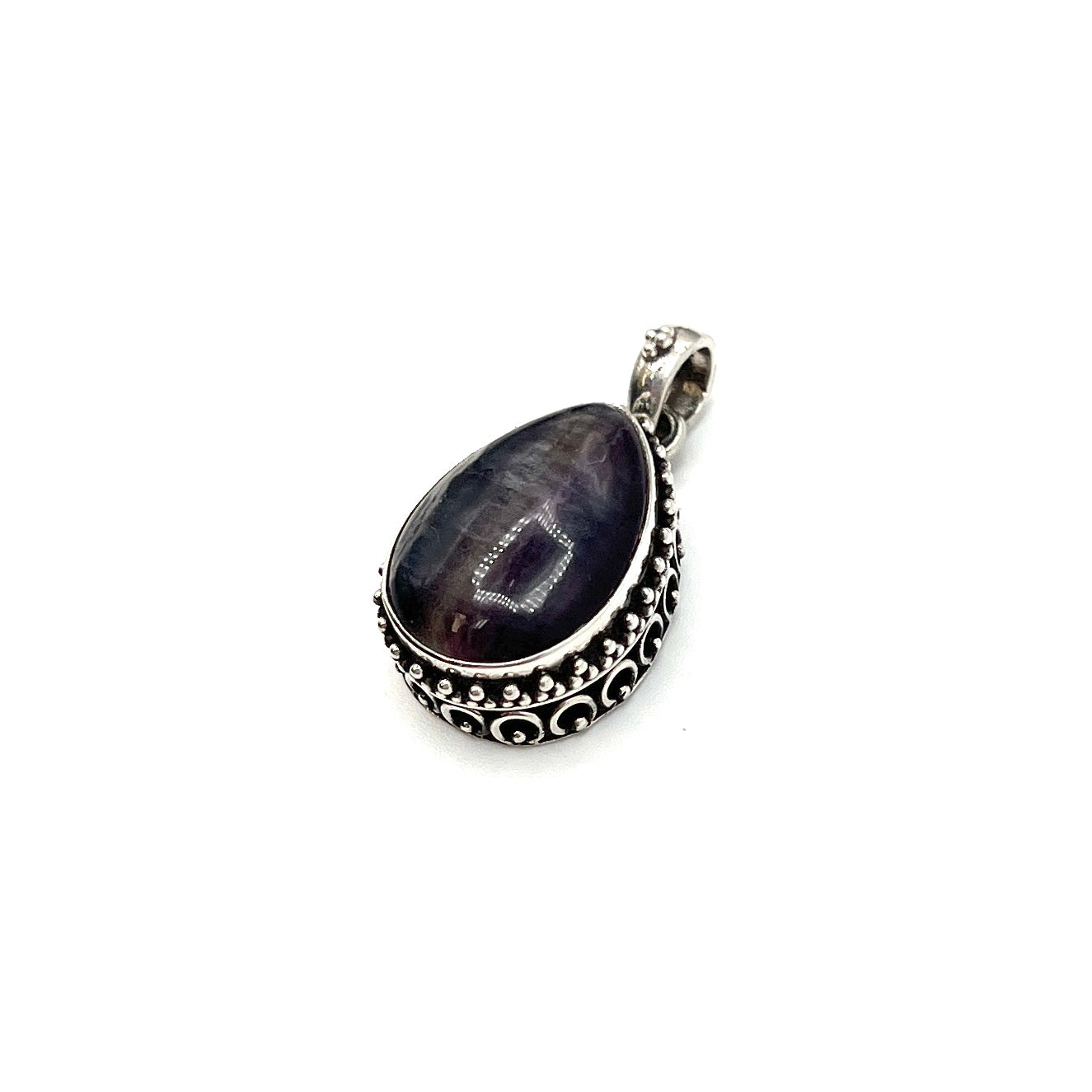 Sterling Silver Beaded Fluorite Teardrop Pendants