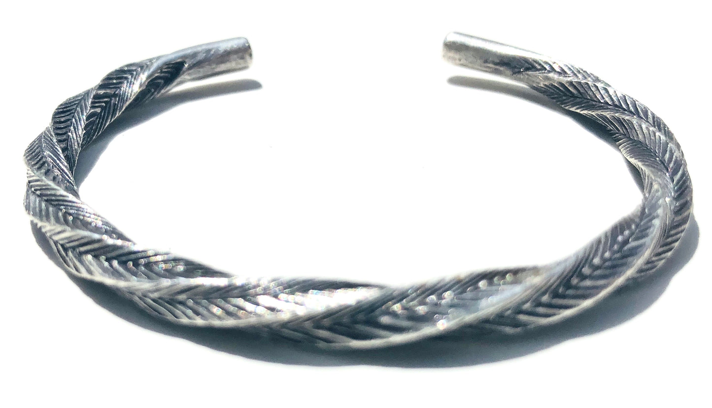 Sterling Silver Twisted hammered Hill Tribe Cuff Bracelet