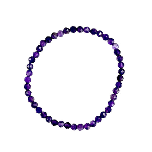 Stretchy Faceted Amethyst 4mm Bracelet