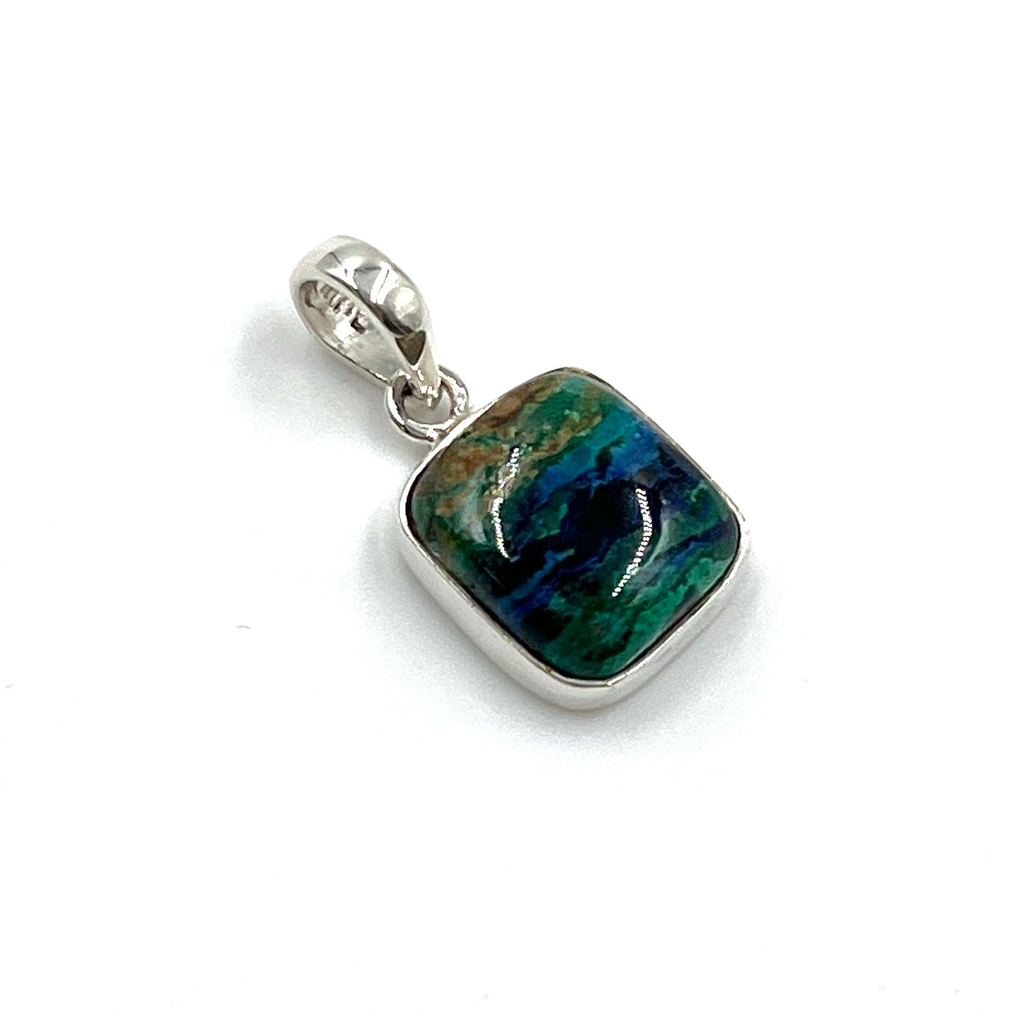 Sterling Silver Azurite Malachite Rectangle Pendants