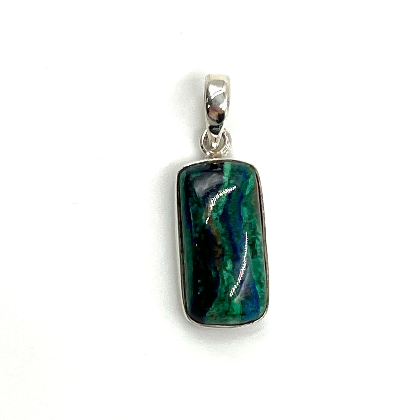 Sterling Silver Azurite Malachite Rectangle Pendants