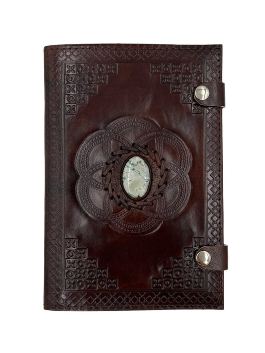 Camel Leather Gemstone Journal | Lotus | 9" x 6" x 1/2"