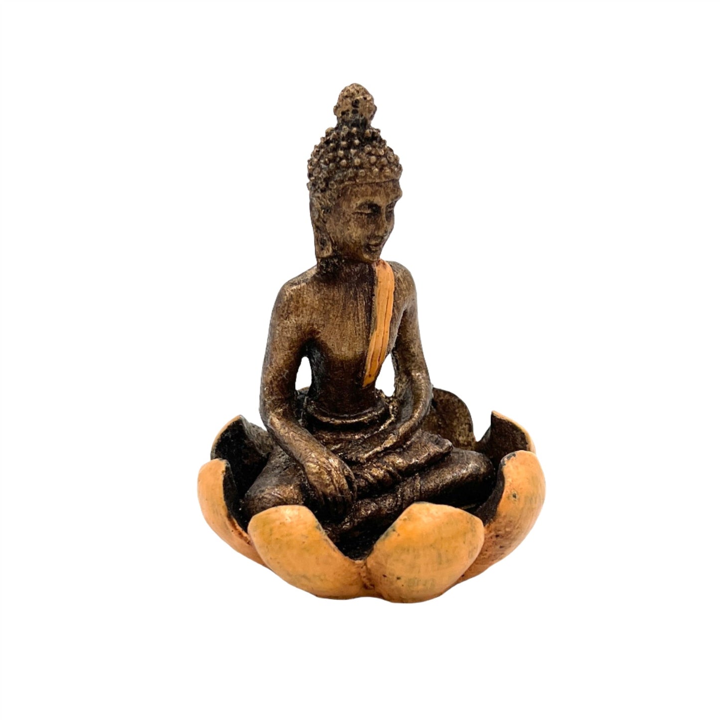 Hand Painted Resin Buddha Incense Burner on Lotus Flower