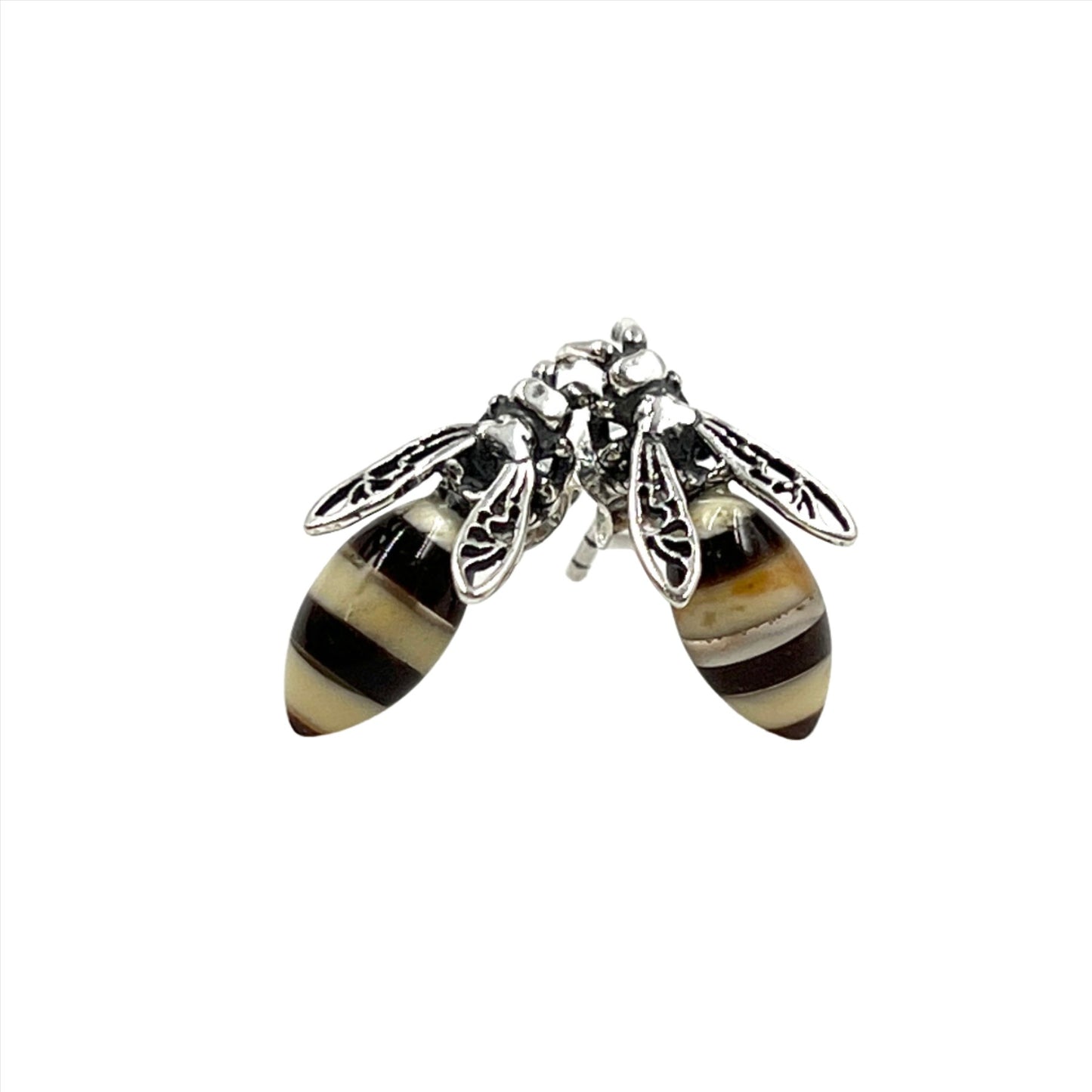 Sterling Silver Amber Bee Studs