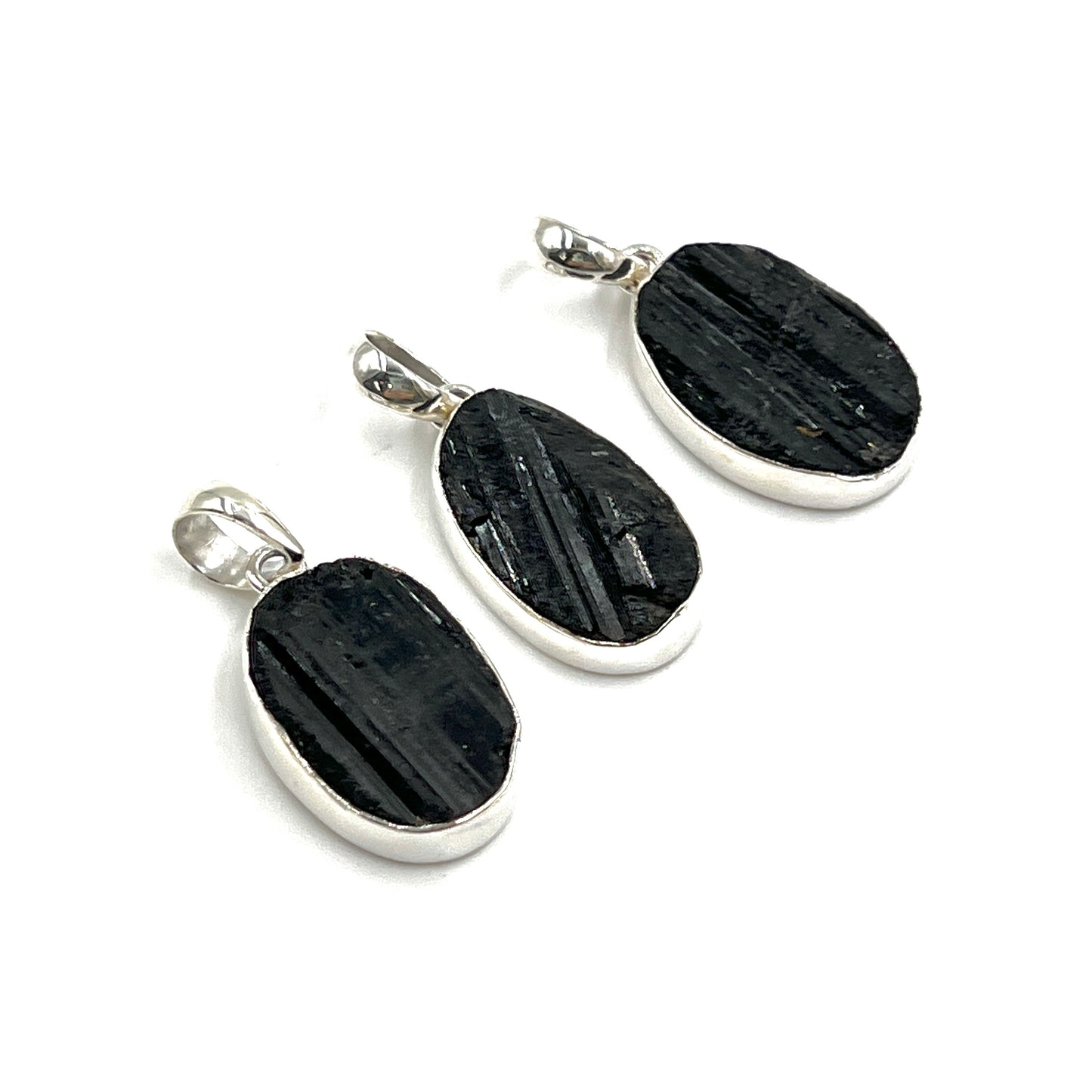 Black Tourmaline Oval Pendants