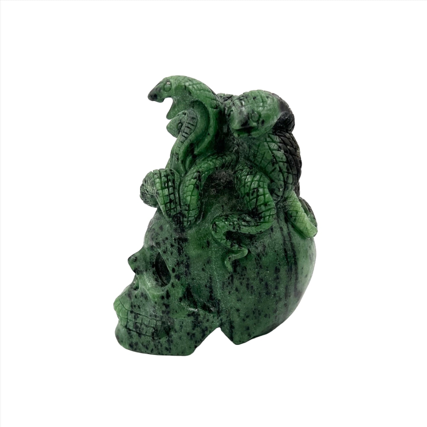 Zoisite Skull with Snakes