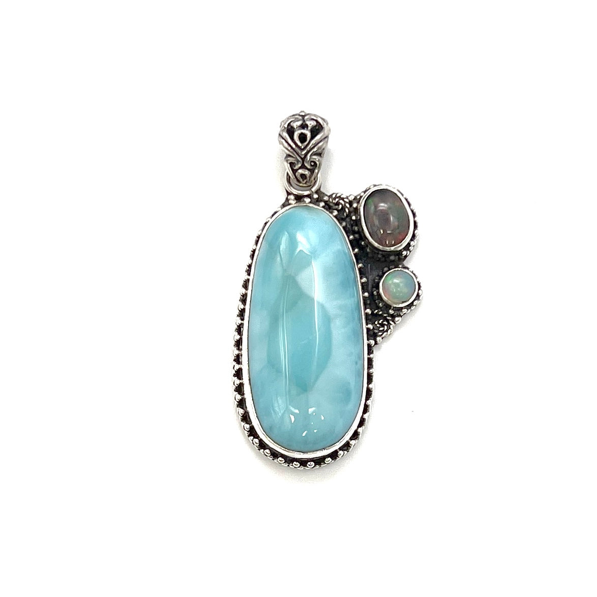 Sterling Silver Larimar & Opal Pendants