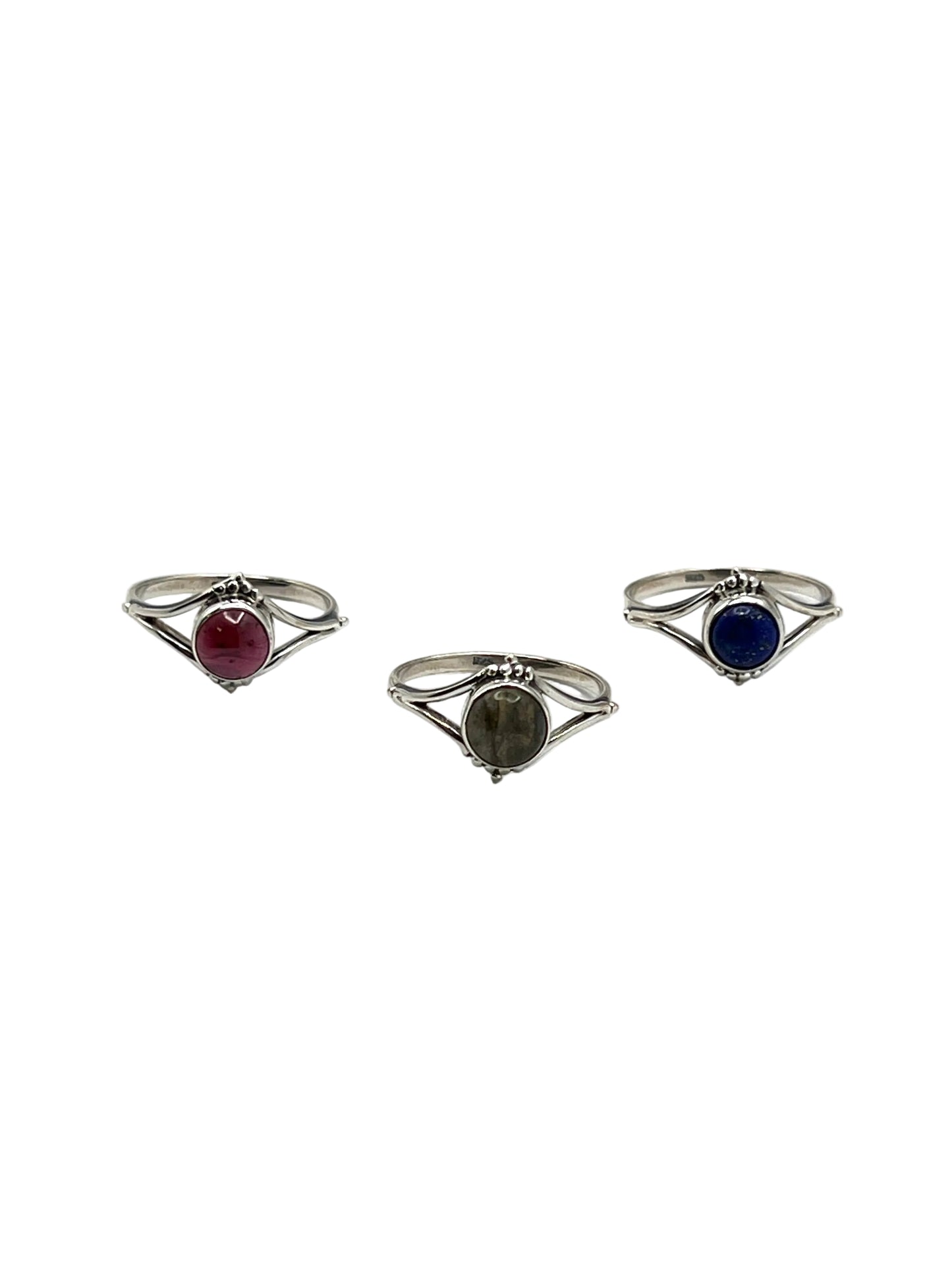 Round Gemstone Beaded Rings