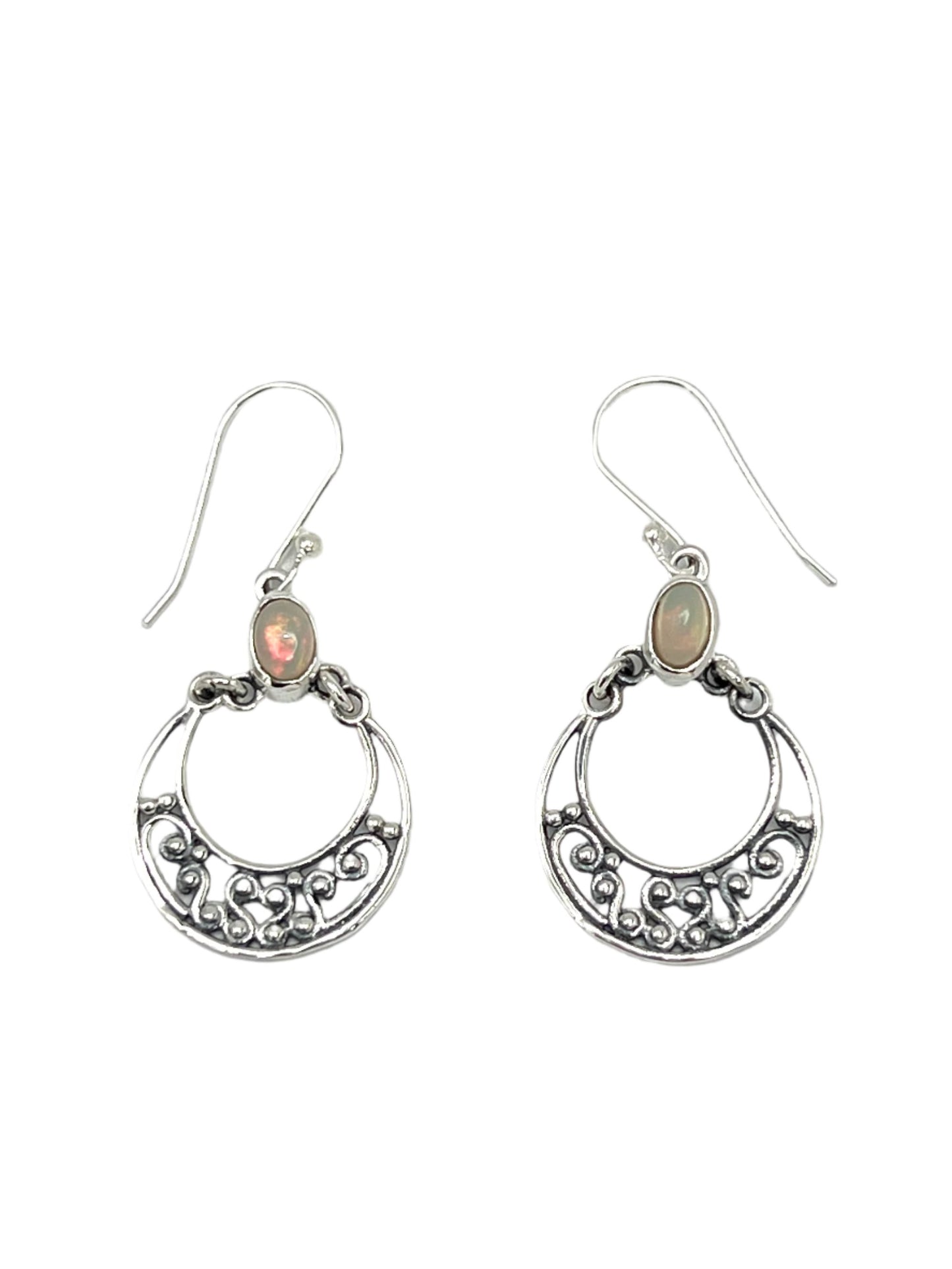 Sterling Silver Ethiopian Opal Circle Earrings